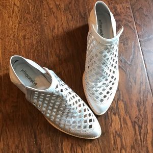 Jeffrey Campbell Tagline White Leather Booties